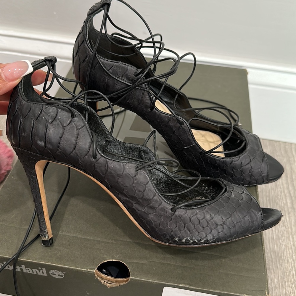 Alexandre Birman Donna Black Python Textured Leat… - image 4